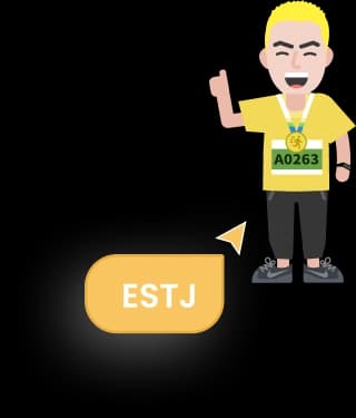 Cheerful runner with a medal, an ESTJ character