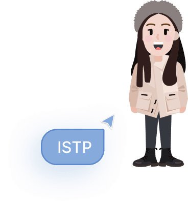 Woman in a knitted hat and parka, an ISTP character