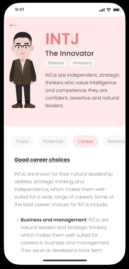 INTJ personality profile with traits and career choices