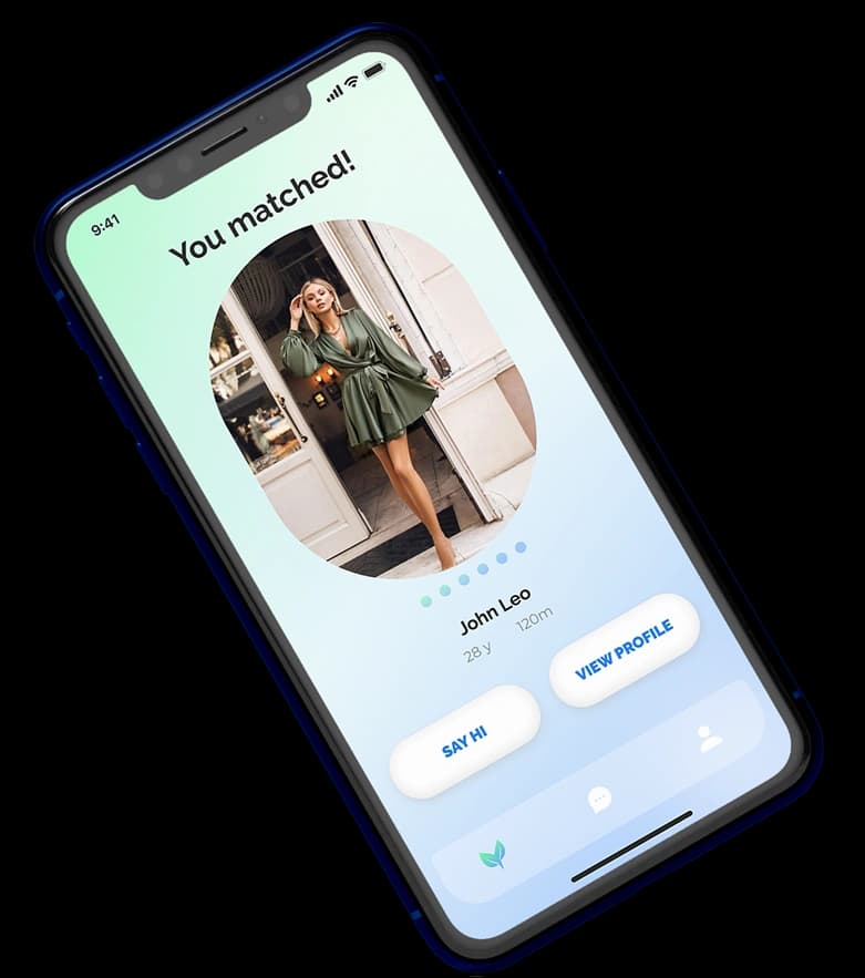Vegpal You matched screen with Say hi and View profile buttons
