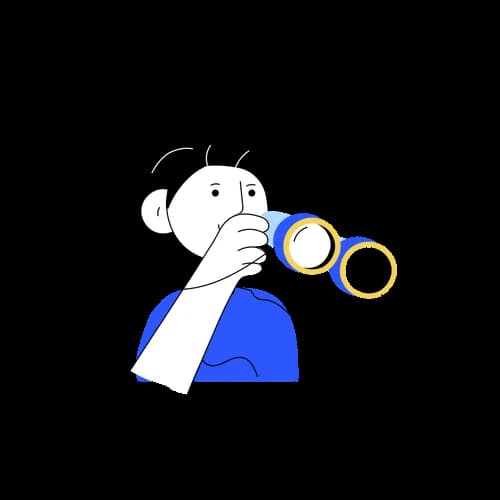 Illustration of a person searching through binoculars