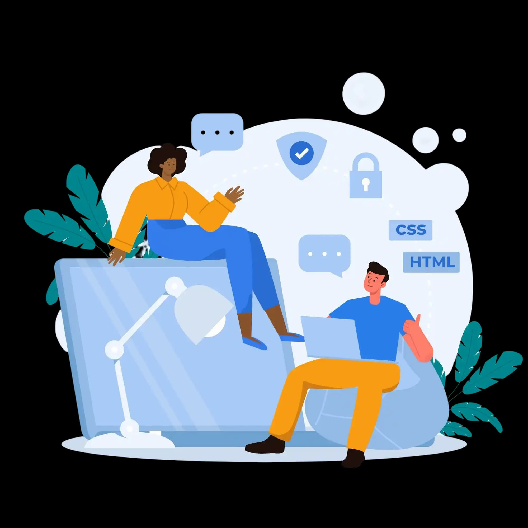 Illustration of developers building and connecting the platform