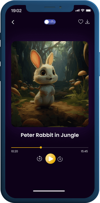 Storybee audio player playing Peter Rabbit in Jungle